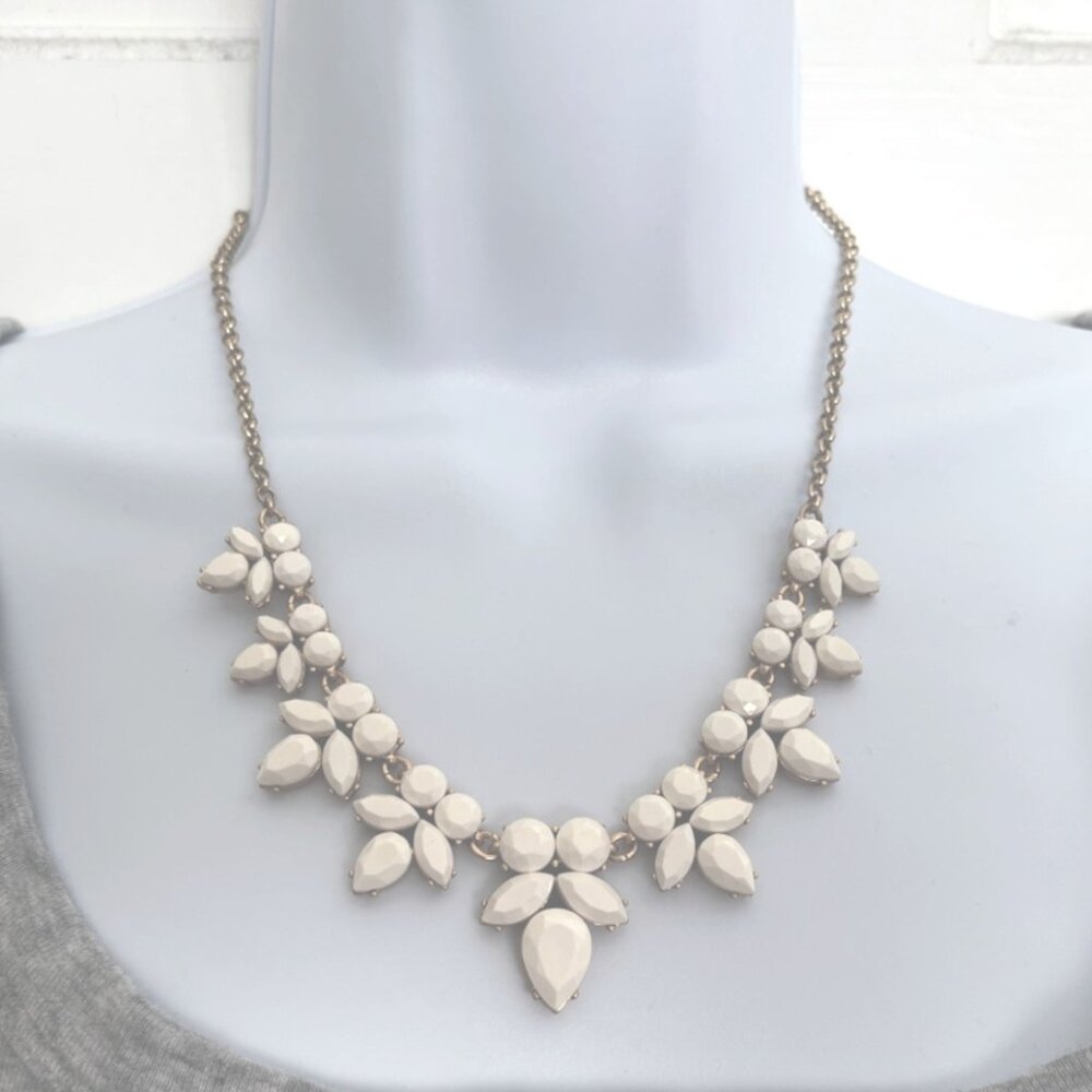 J. Crew White and Gold Chain Statement Necklace